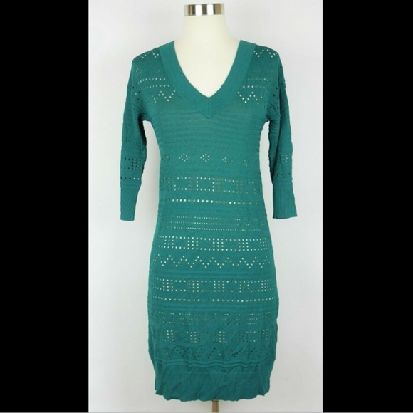 CATHERINE MALANDRINO Green laser cut sweater dress CATHERINE MALANDRINO Green laser cut sweater dress